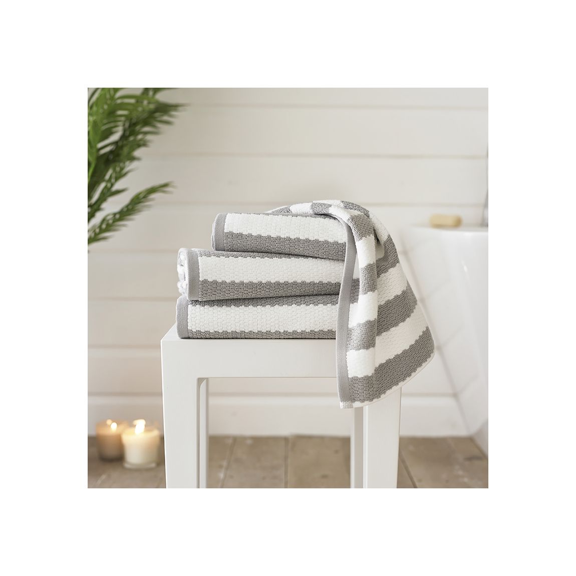Boston Striped 550gsm Yarn Dyed Jacquard 100% Cotton Bath Sheets Silver main product photo