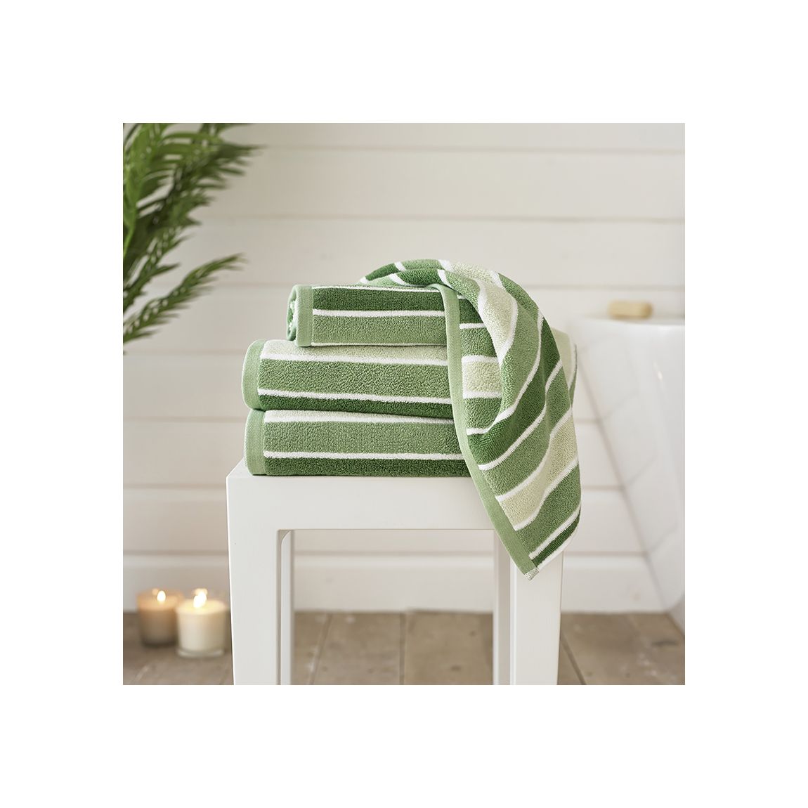 Madison Striped 550gsm Yarn Dyed Jacquard 100% Cotton Bath Sheets Green main product photo