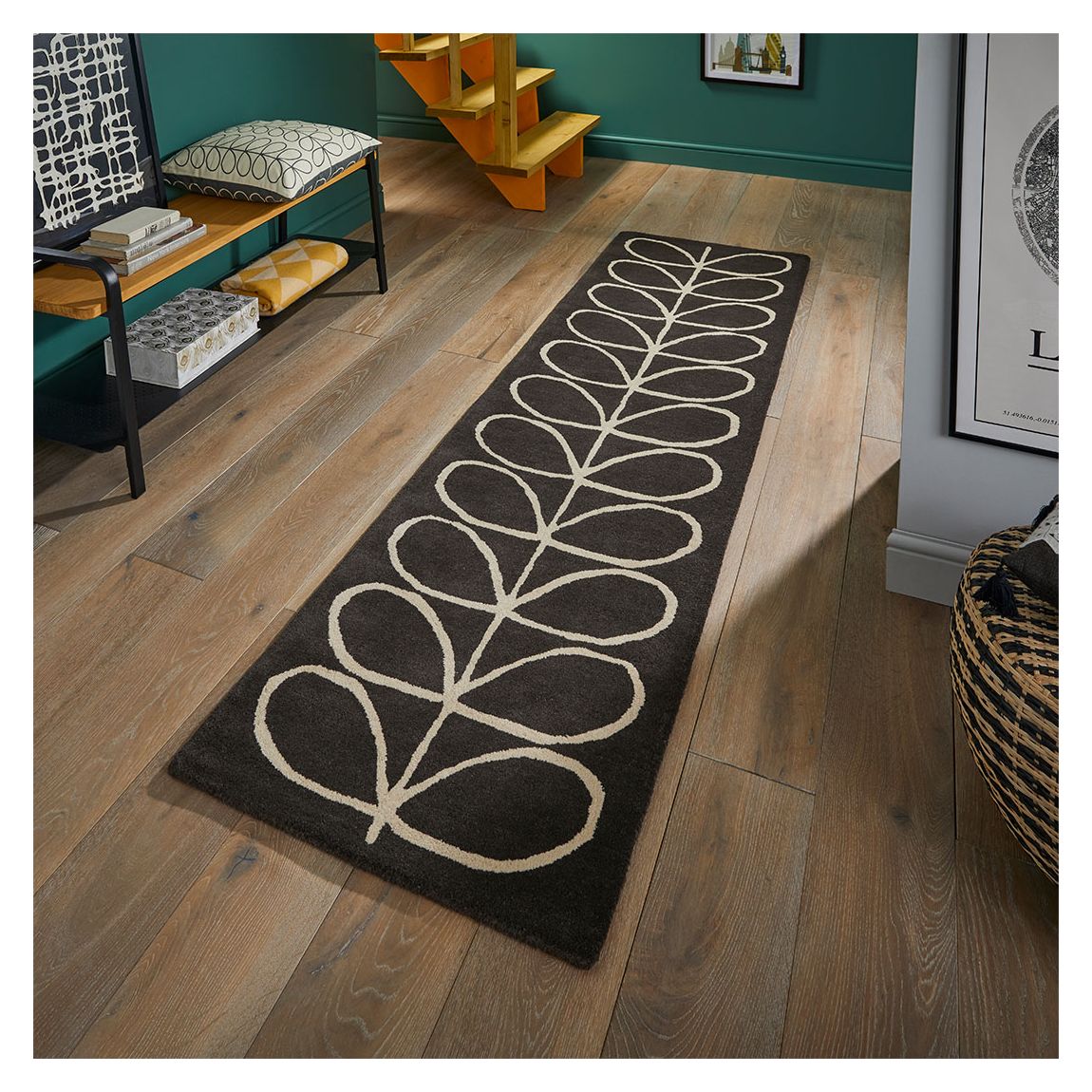Linear Stem 60505 70x300cm Runner Rug, Black/White main product photo