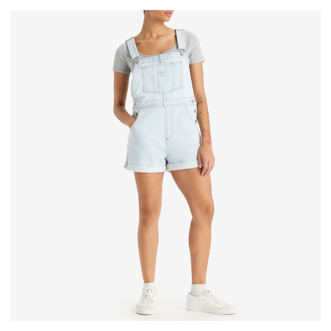 Light Blue Vintage Short Dungarees main product photo