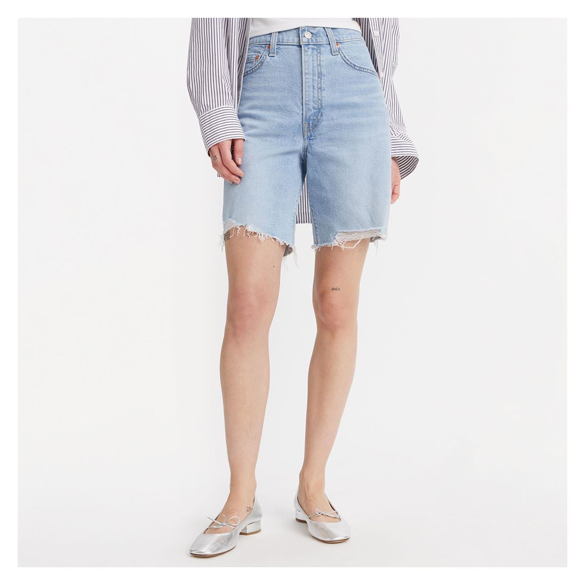 Blue Ribcage Denim Bermuda Shorts main product photo