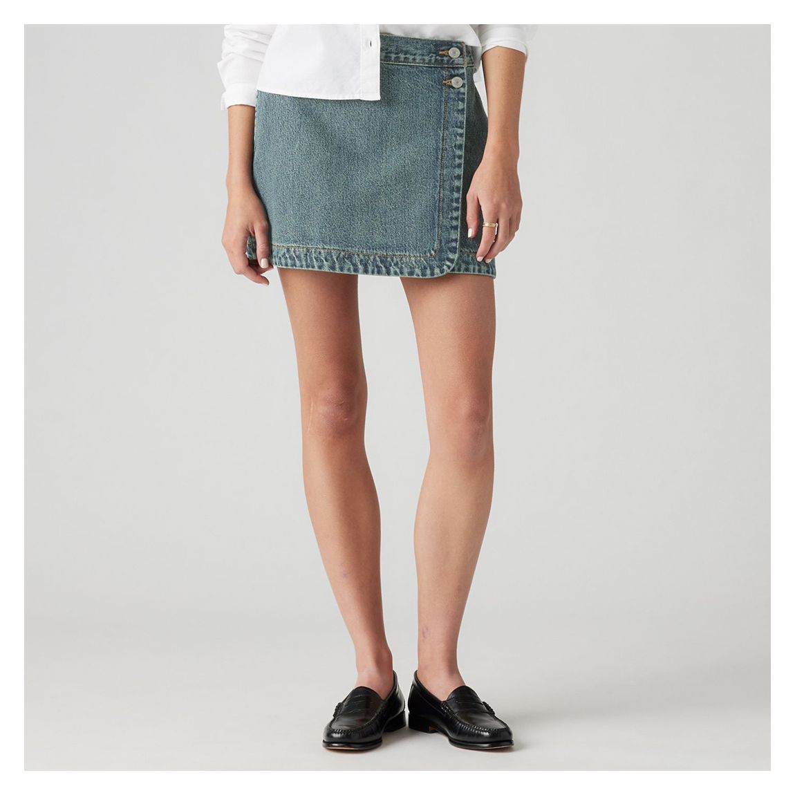 Vintage Blue Denim Wrap Mini Skirt main product photo