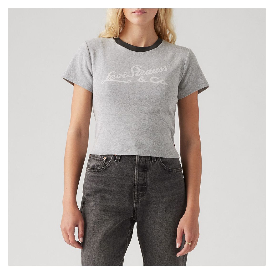 Grey Essential Sporty Crop Tee main product photo