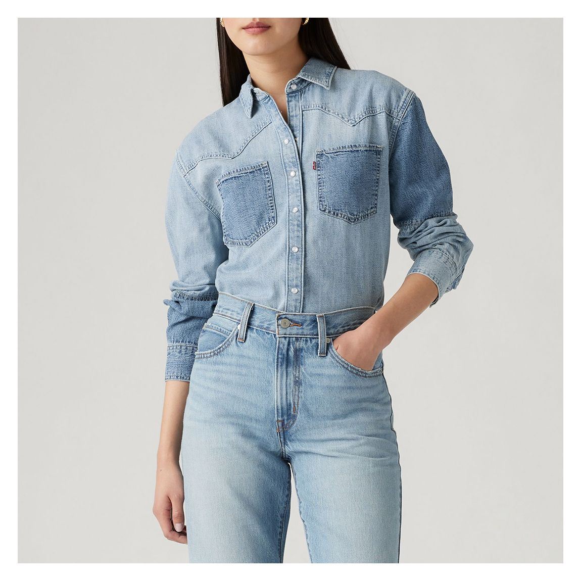 Blue Teodora Denim Western Shirt main product photo