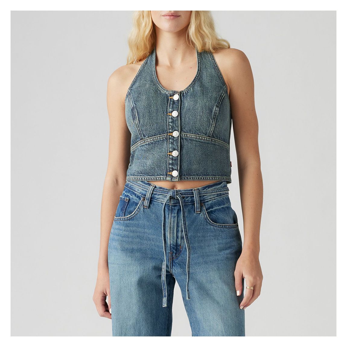 Vintage Blue Janeesah Denim Halter Top main product photo