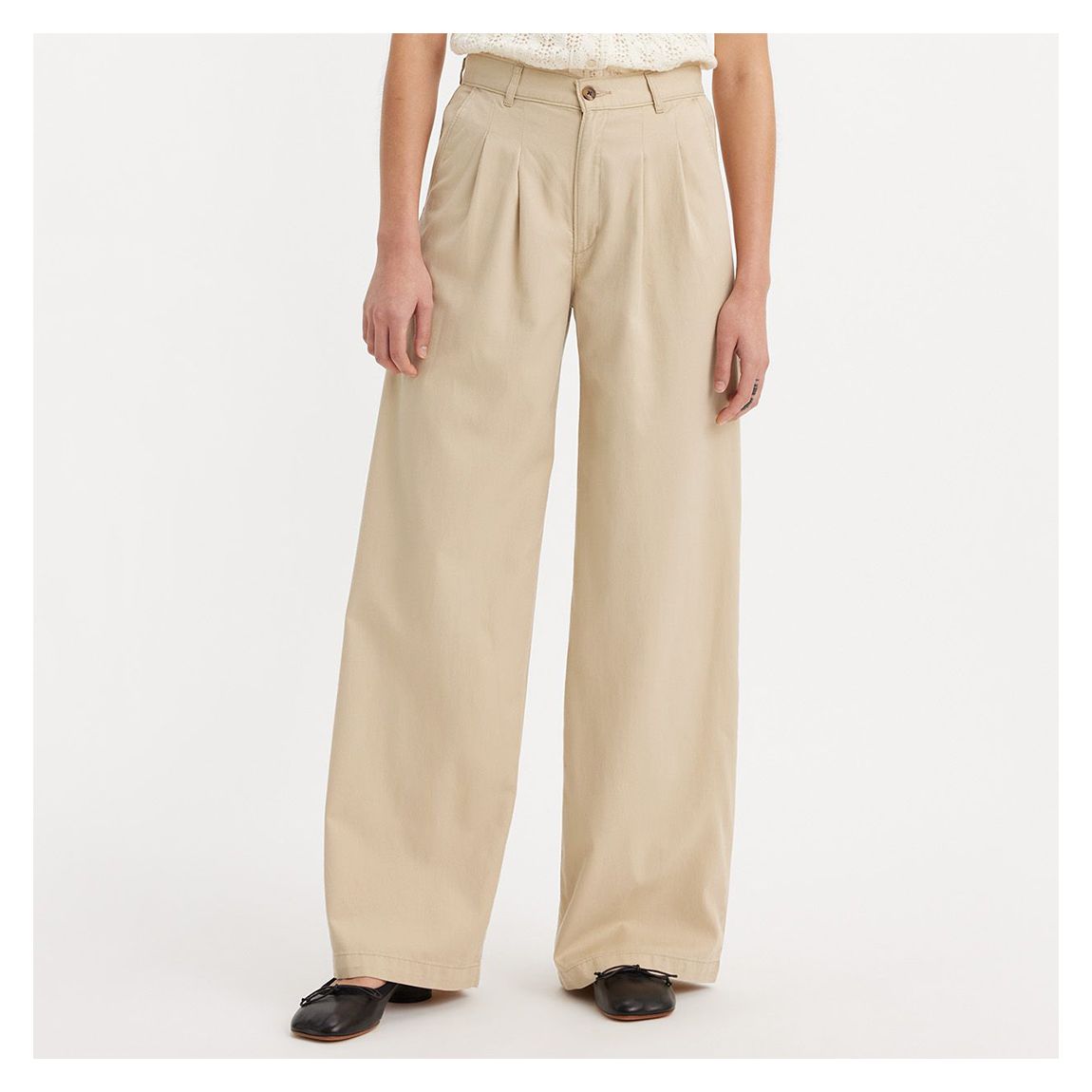 Beige Pleated Wide Leg Trousers main product photo