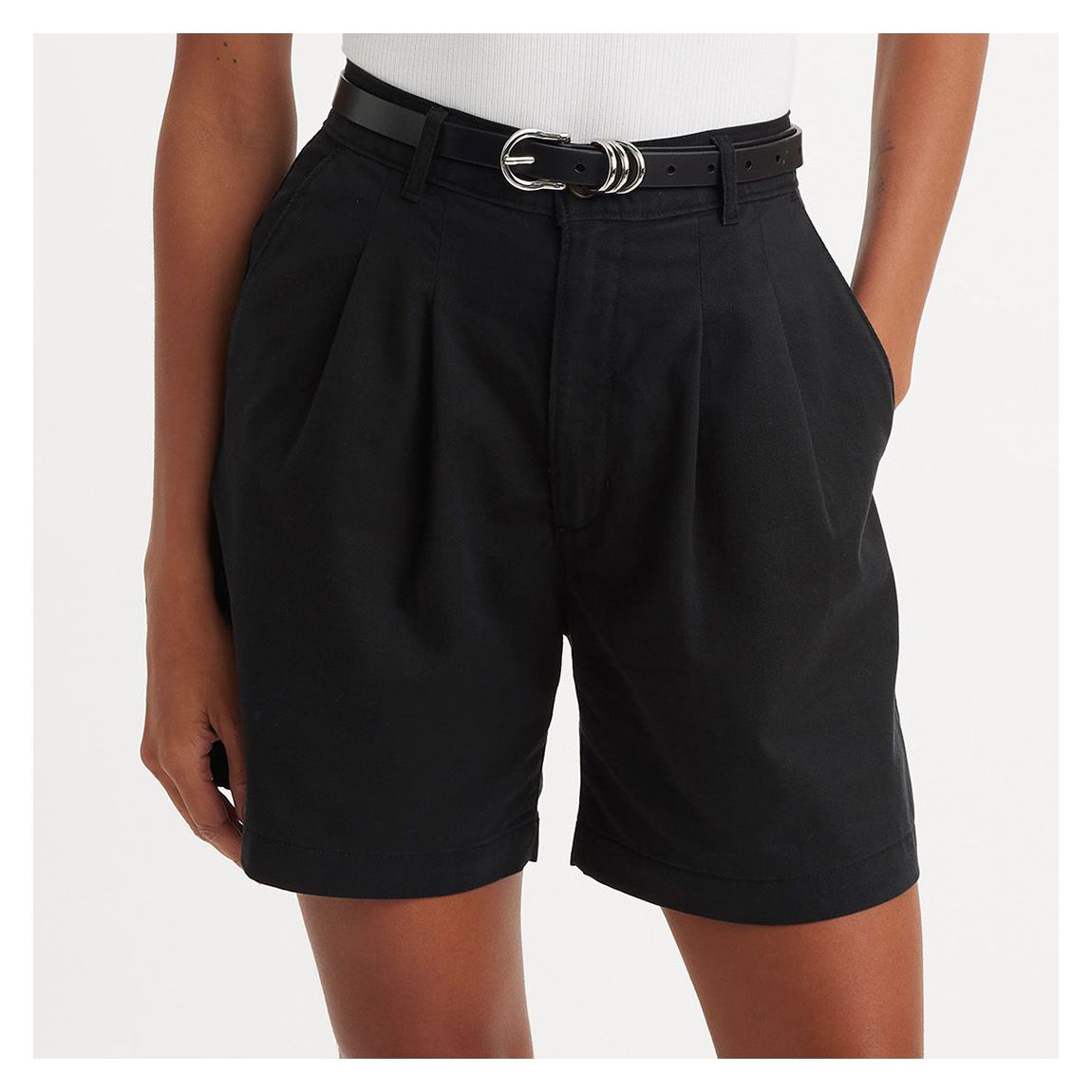 Black Pleated Safari Shorts main product photo
