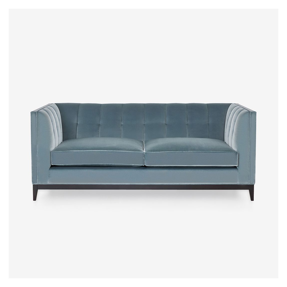 Alexander 2.5 Seater Sofa in Avalon Vienna Mercury Velvet & Ebony Light Wood Finish main product photo