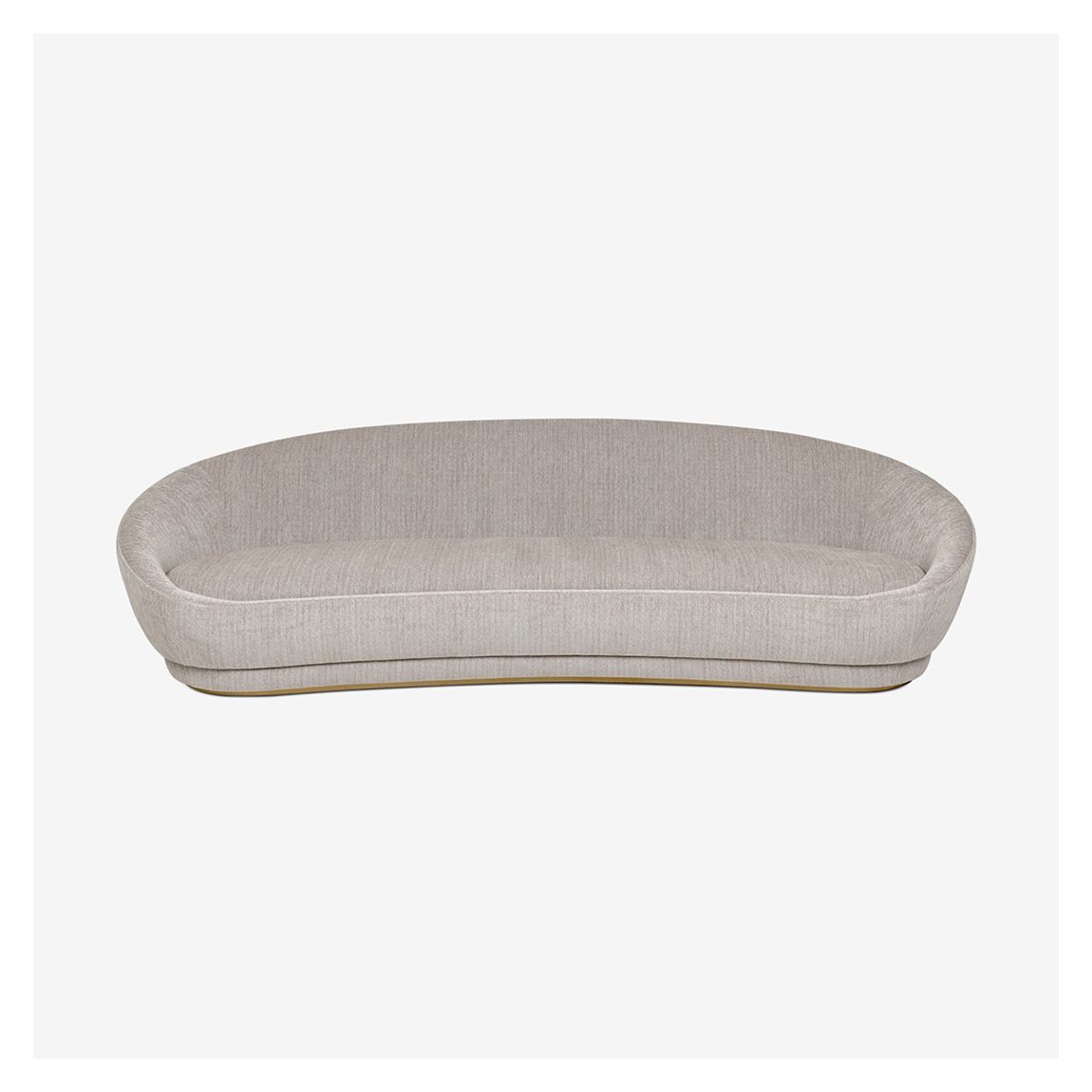 Luna 4 Seater Curved Sofa in Kingsman Mouse Fabric & Metallic Brushed Brass main product photo