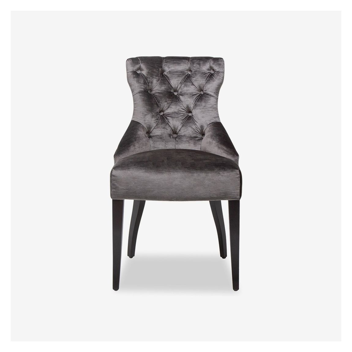 Guinea Dining Chair in Heavenly Velvet Grey & Black Stained Wood main product photo