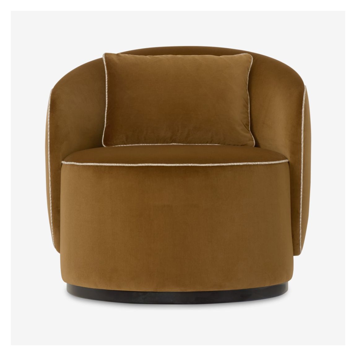 Caron Swivel Base Accent Chair in Ermellino Veluto Cotone & Ebony Light Wood Finish main product photo
