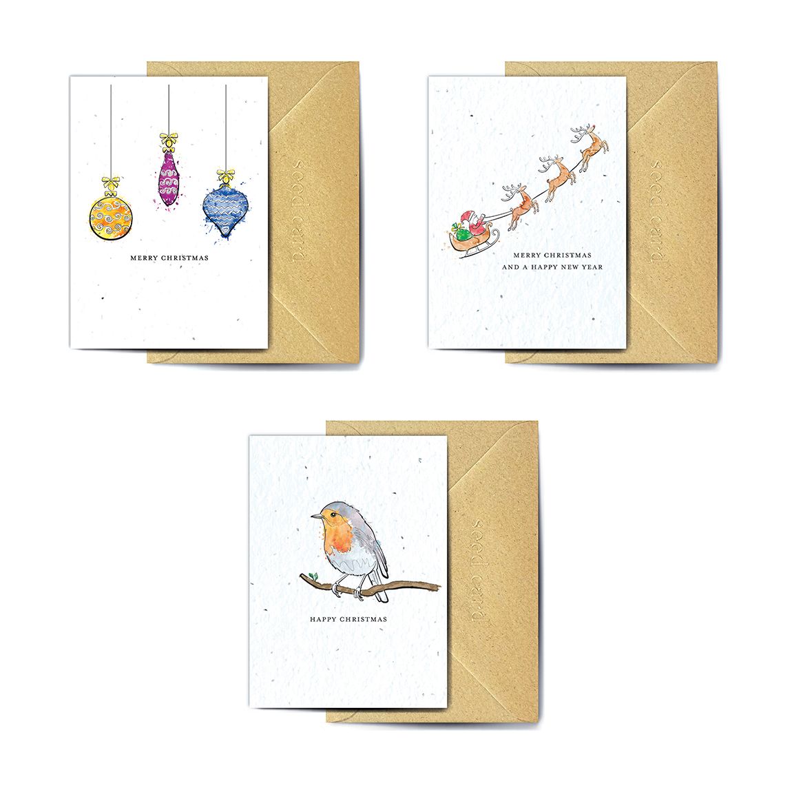 Pack Of 6 Bauble, Sleigh & Robin Cards main product photo