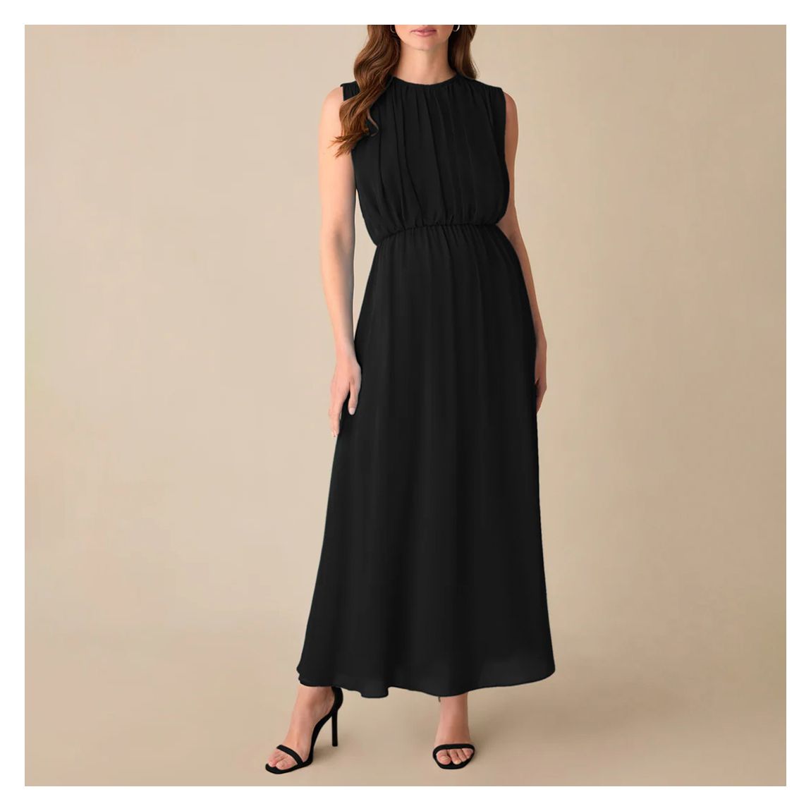 Petite Lucia Black Gathered Waist Maxi Dress main product photo