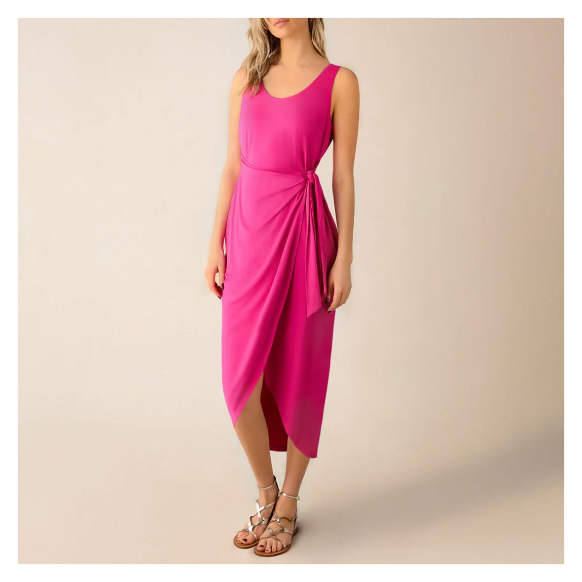 Pink Jersey Tie Waist Dress main product photo
