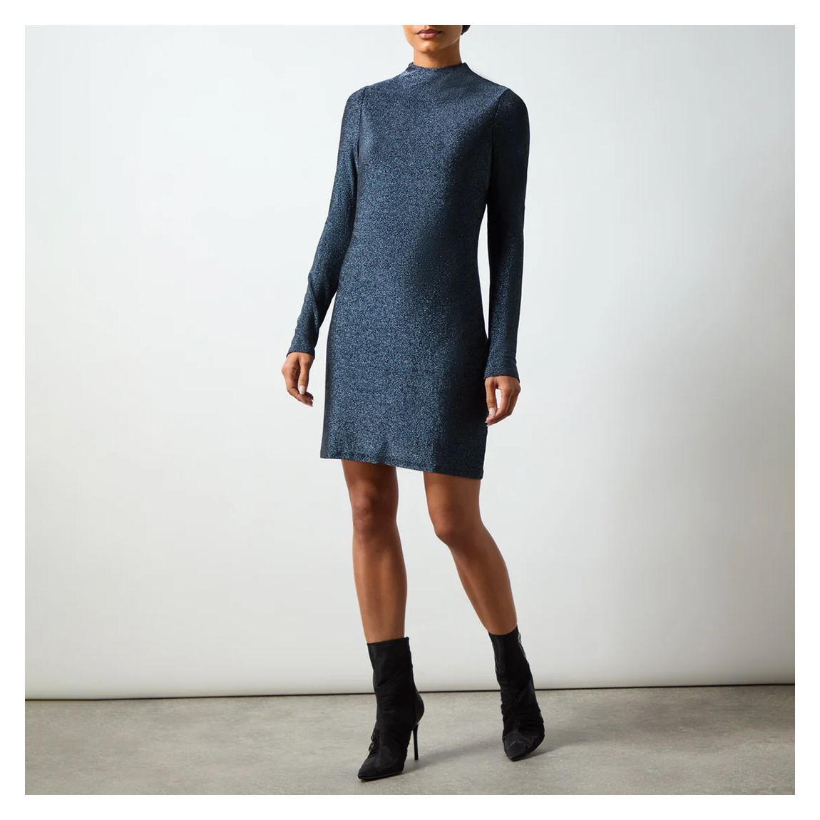 Darcy Navy Sparkle High Neck Jersey Mini Dress main product photo
