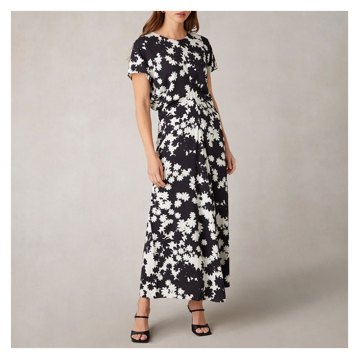 Harper Mono Floral Print Flutter Sleeve Midaxi Dress main product photo