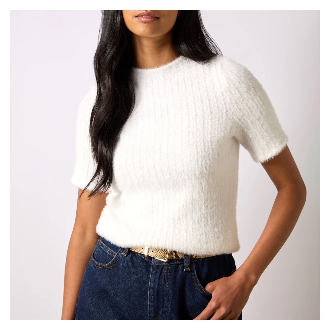 Ivory Fluffy Rib Top main product photo