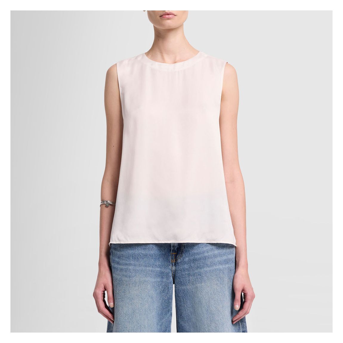 Ecru Sleeveless High Neck Jumper main product photo