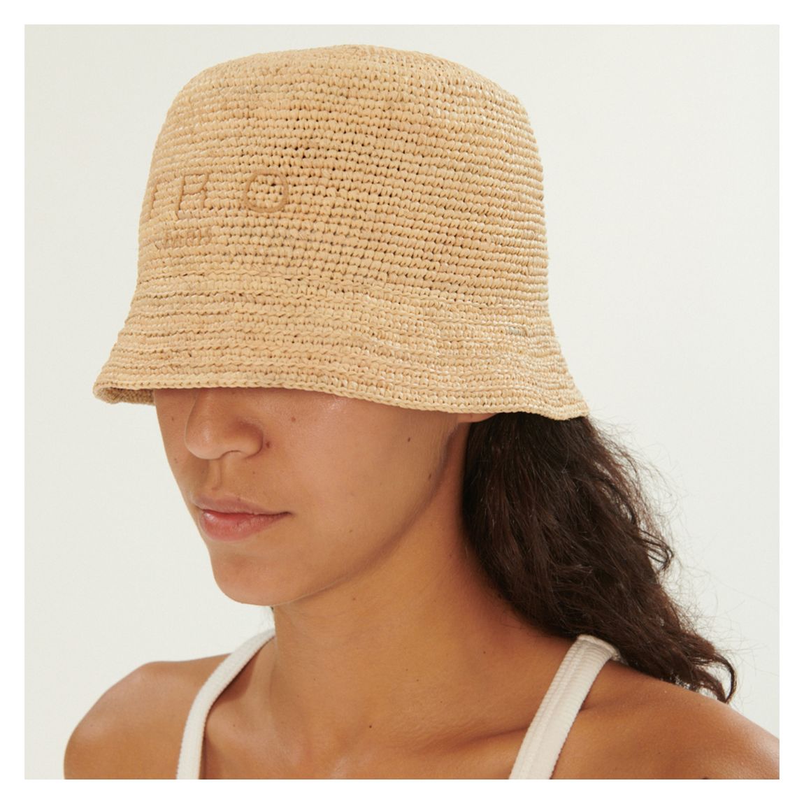 Tan Veneto Raffia Bucket Hat main product photo