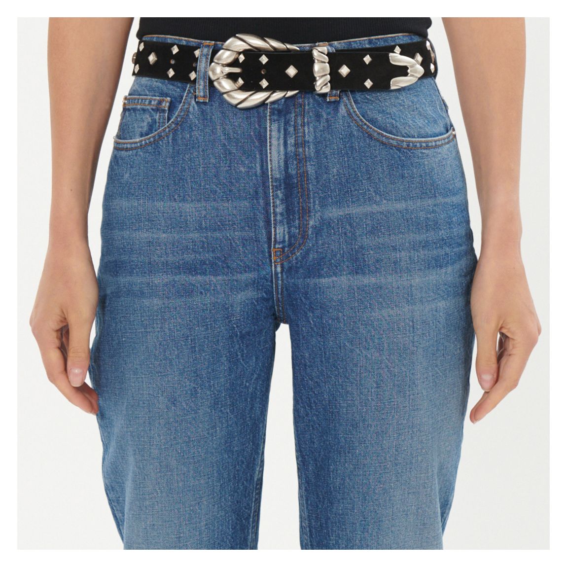 Black Embella Leather Studded Belt main product photo