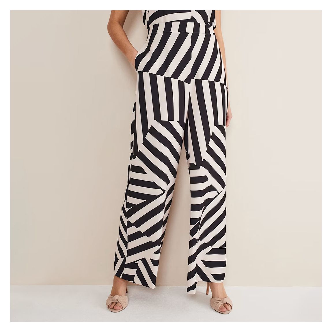 Black/Cream Phillis Wide Stripe Trousers main product photo