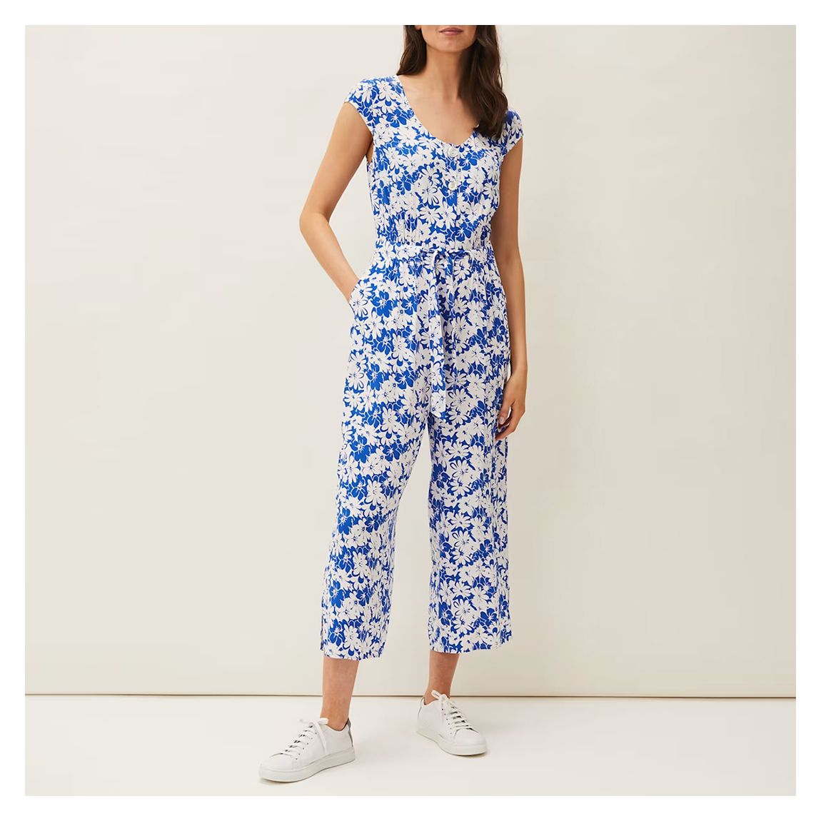 Blue/White Nerissa Floral Playsuit main product photo