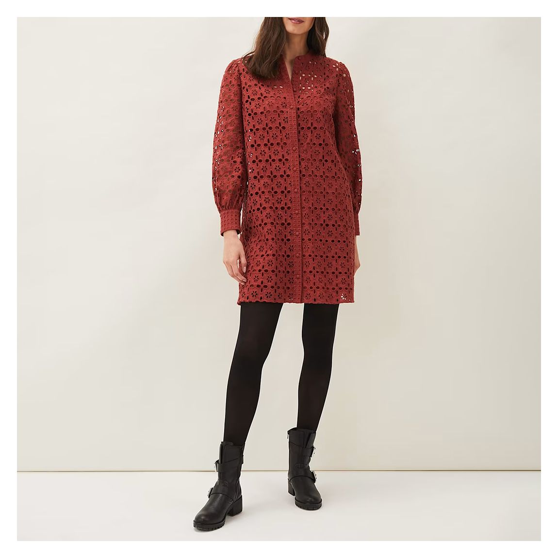 Red Rihanna Tunic Broderie Dress main product photo