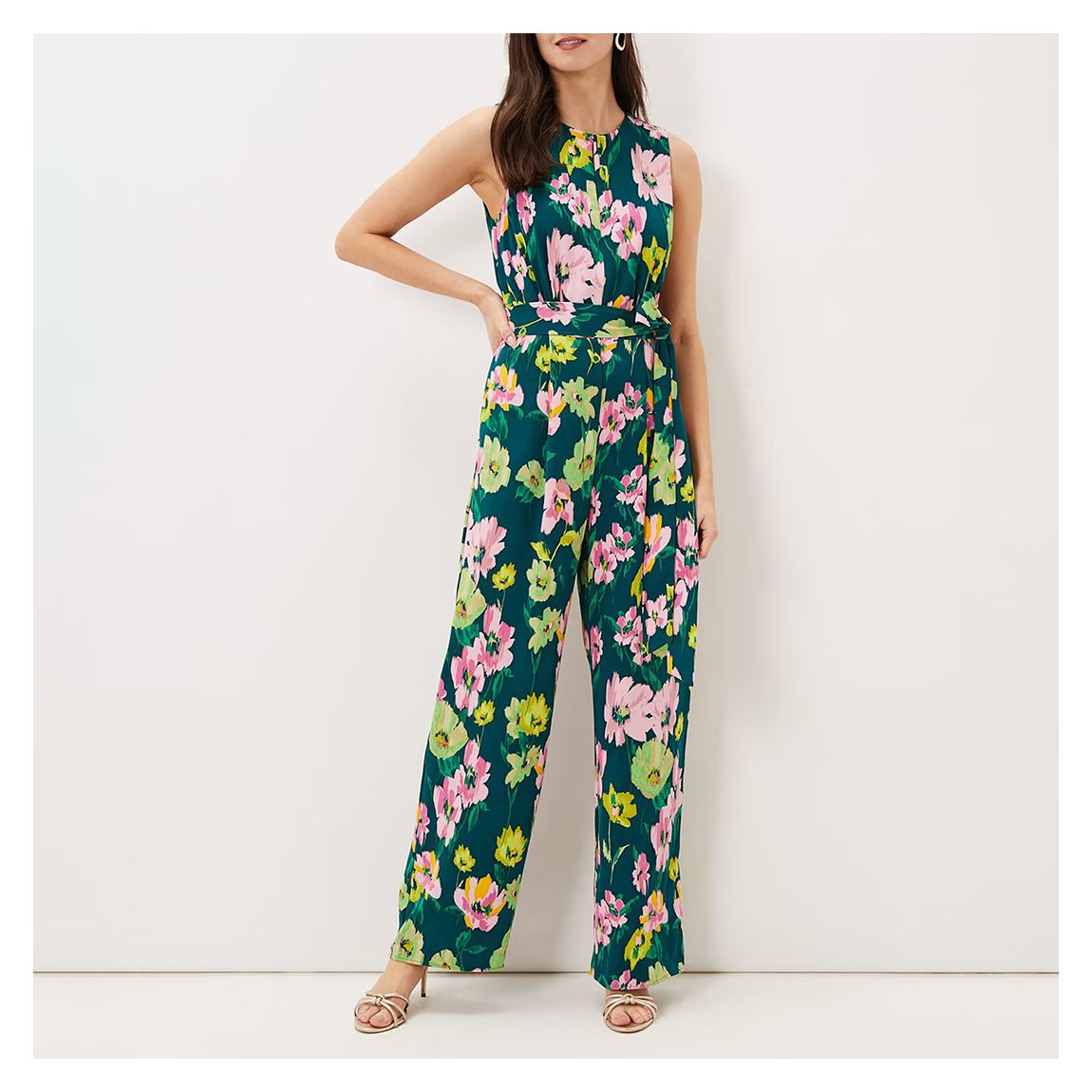 Green Effie Print Wide Leg Jumpsuit main product photo
