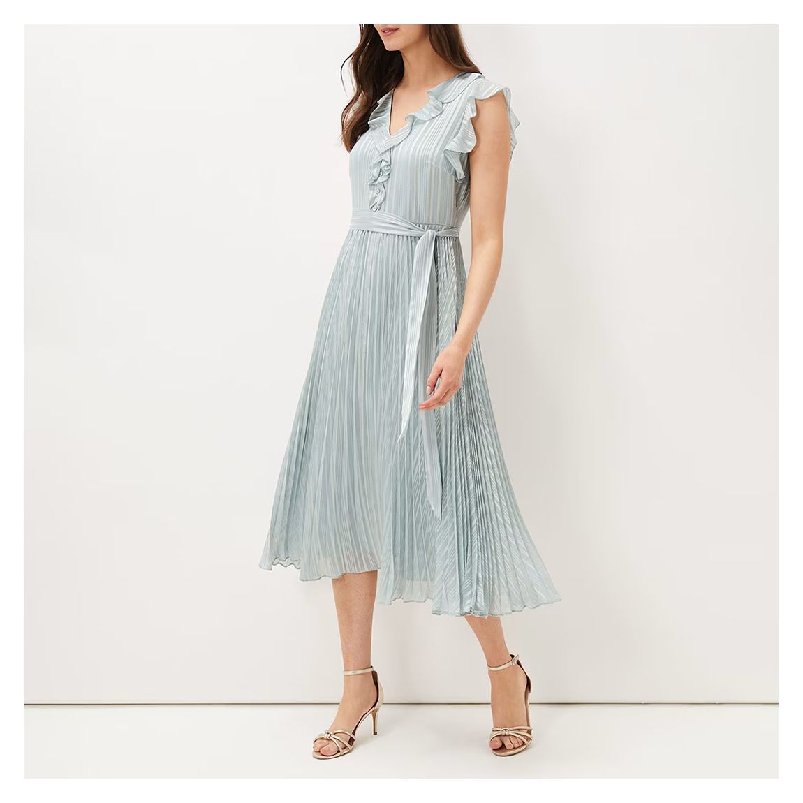 Sage Green Carmella Pleat Midi Dress main product photo