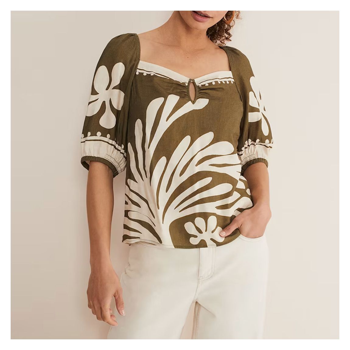 Olive Green Hesta Linen Top main product photo