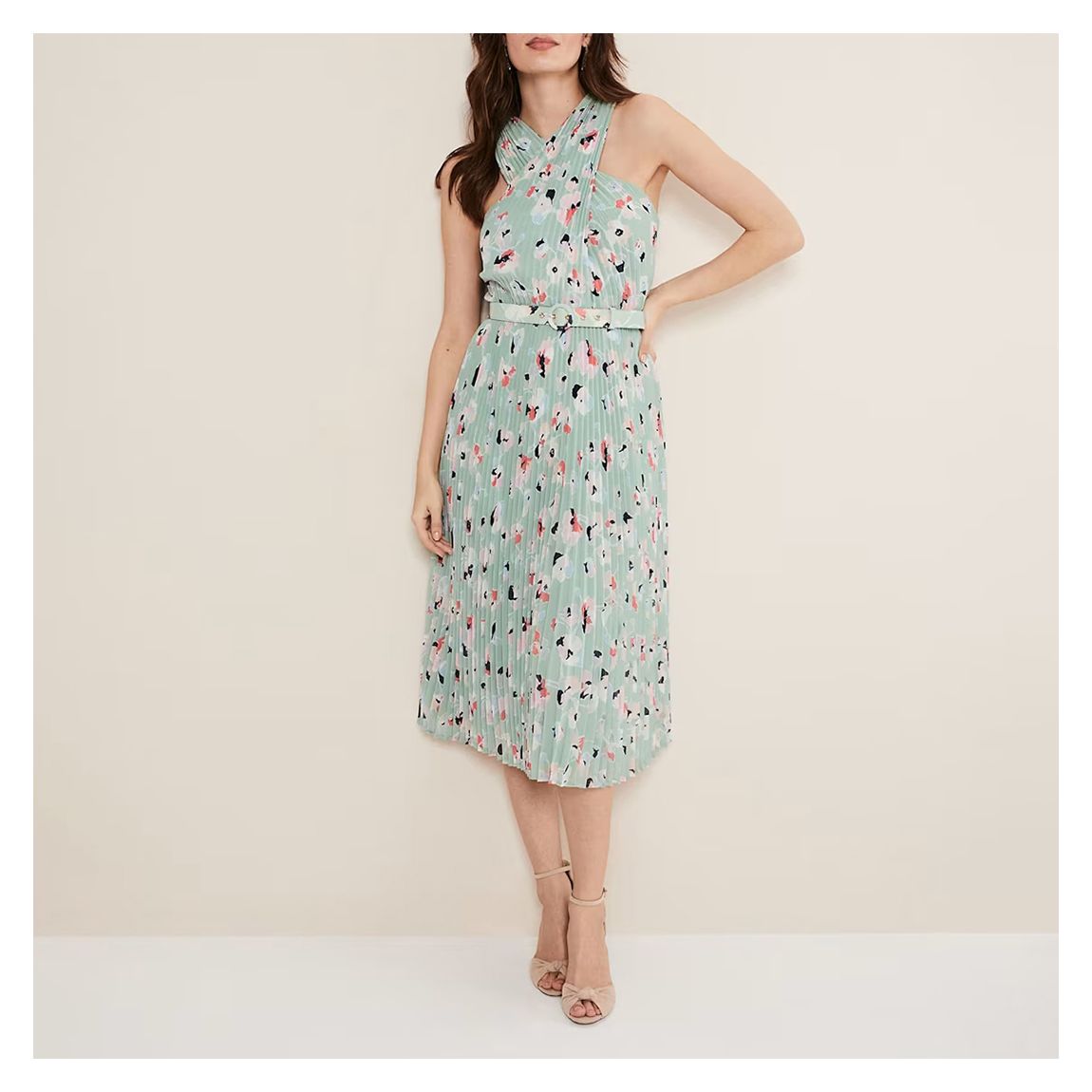 Light Blue Portia Print Pleated Dress main product photo