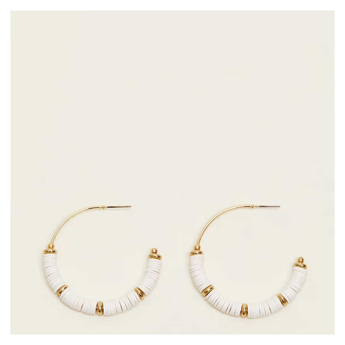White/Gold Beaded Hoop Earring main product photo