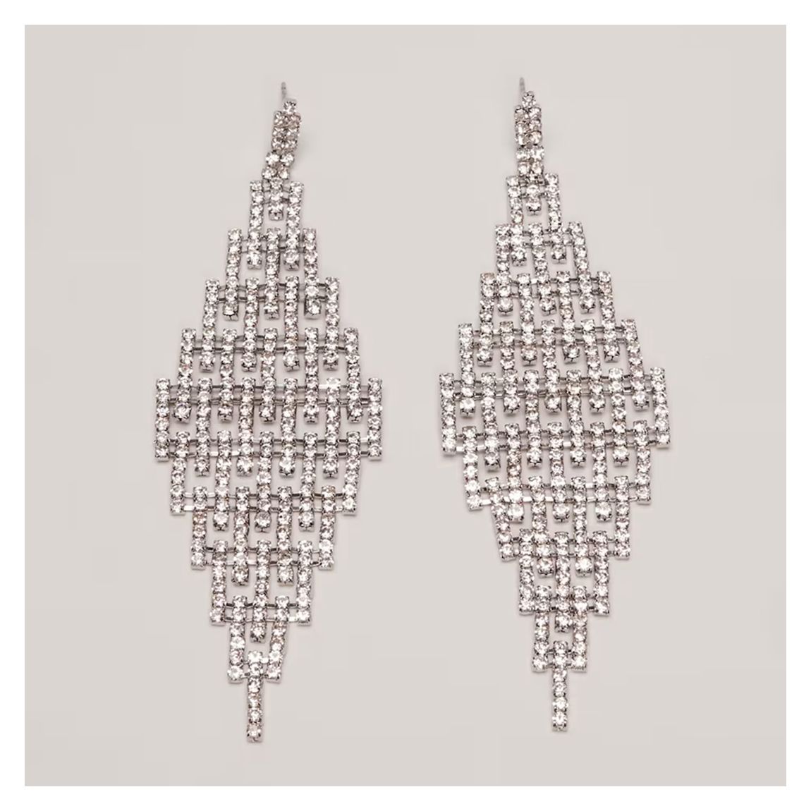 Silver Oversized Diamante Earrings main product photo