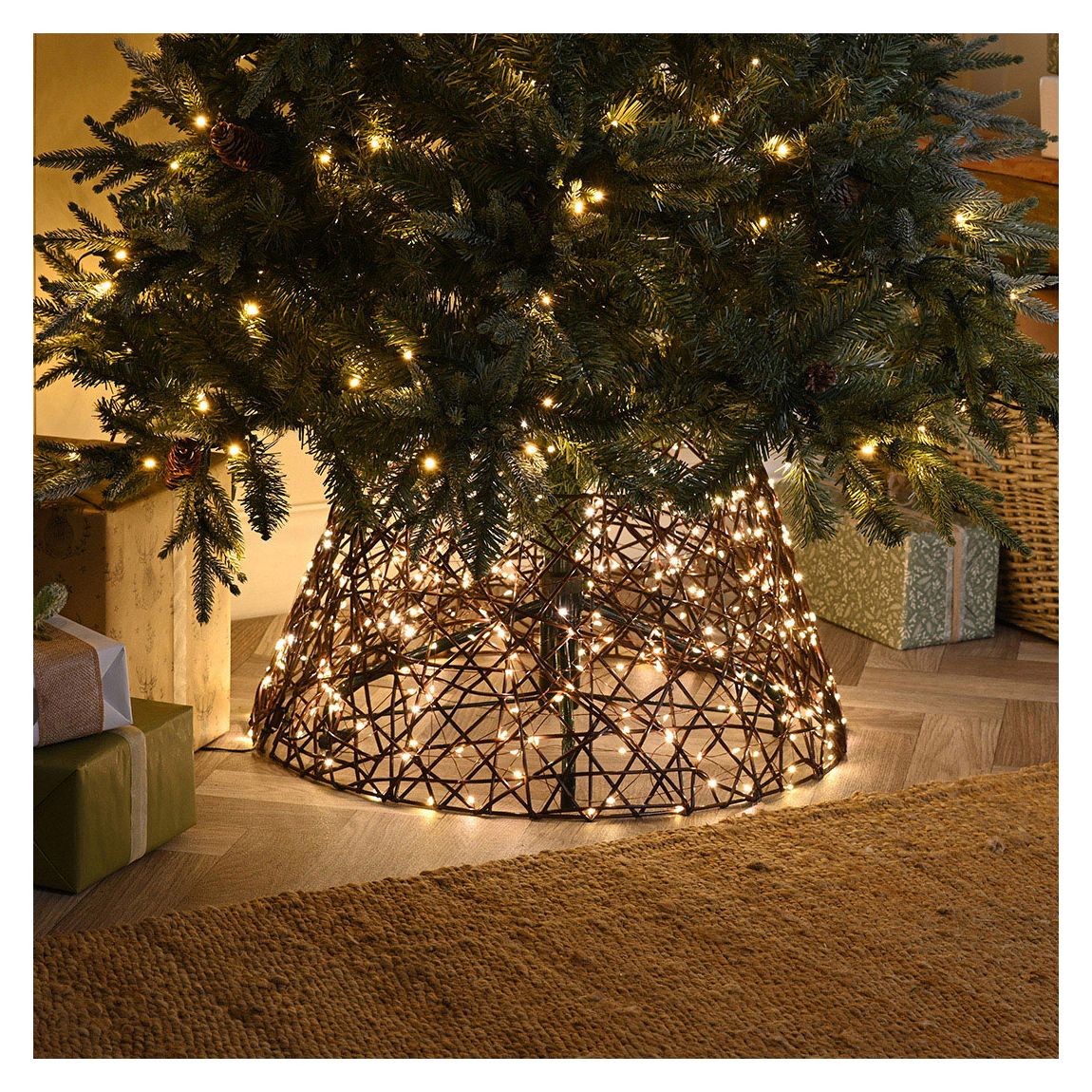 Warm White Lit Brown Tree Skirt main product photo