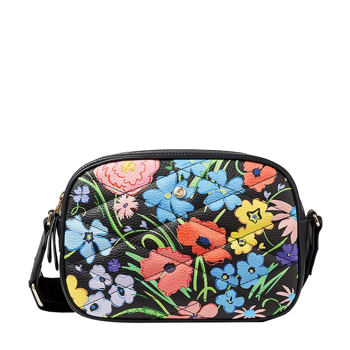 Black Floral Quilt Lyra Crossbody Bag main product photo