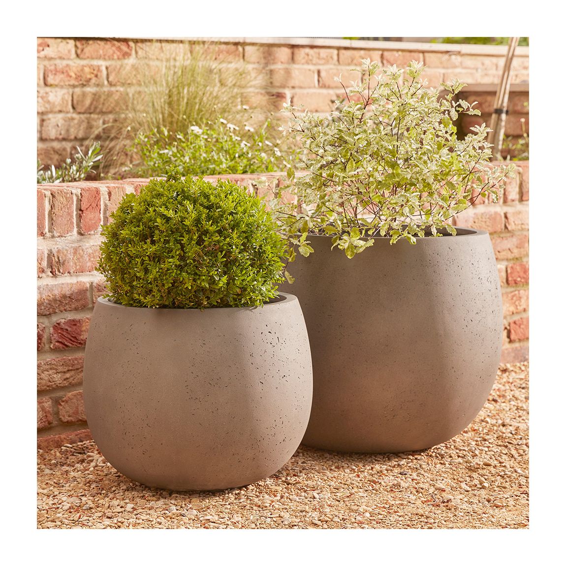 Set of 2 Grey Oval Plant Pots main product photo
