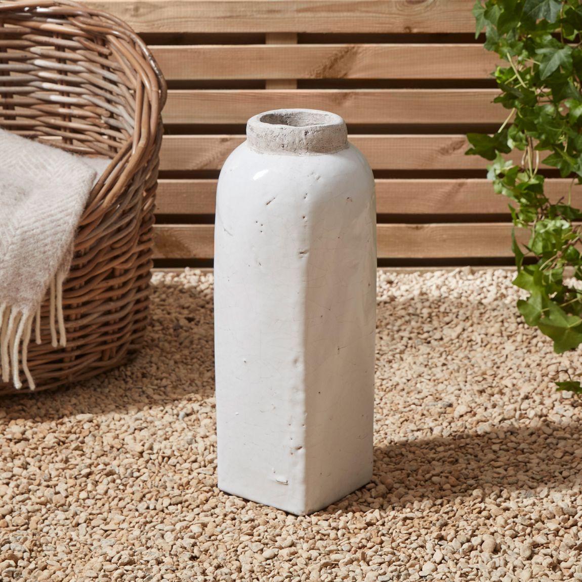 Small White Stone Column Vase main product photo