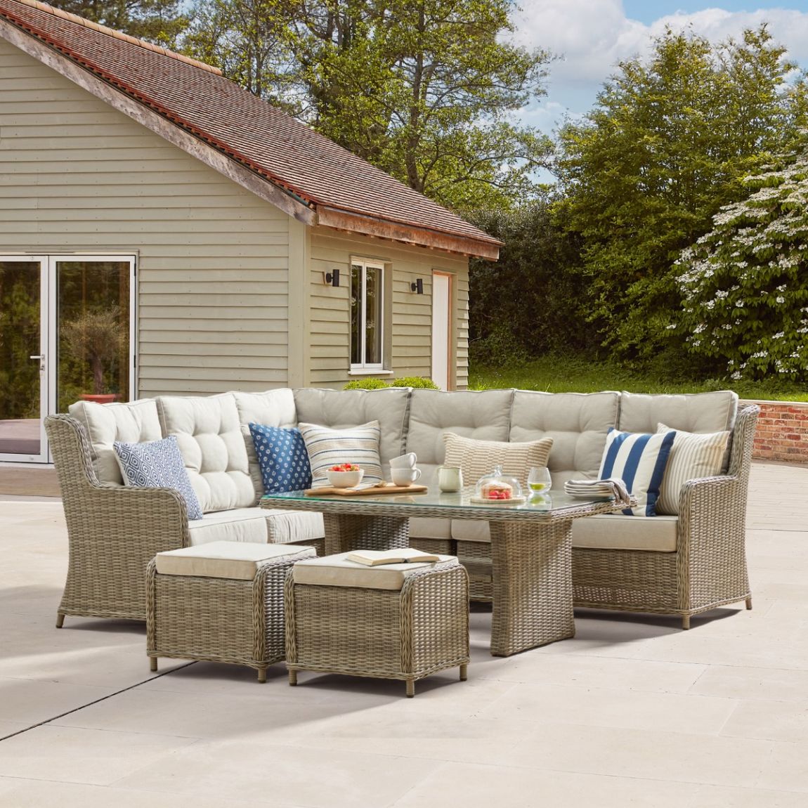 Hampshire 2B - Extended Corner Sofa with Coffee Table & Footstools - Grey main product photo