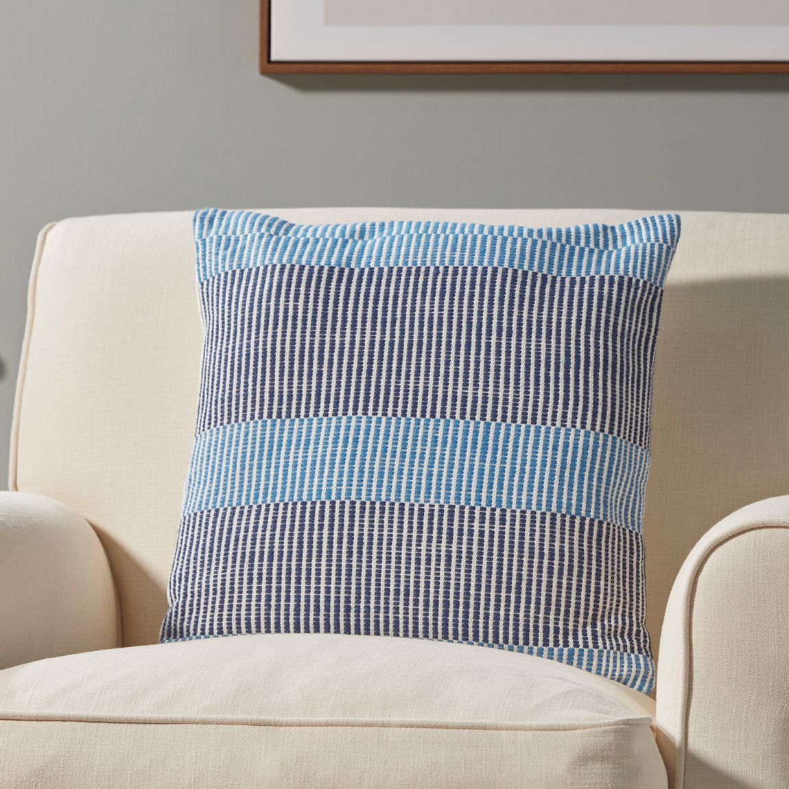 Navy & Blue Block Stripes Cushion 45x45cm main product photo