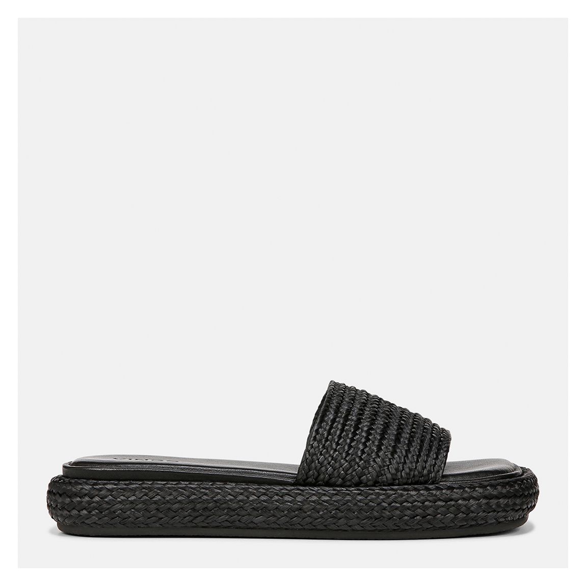 Women's Black Eva Raffia Flat Sandals main product photo