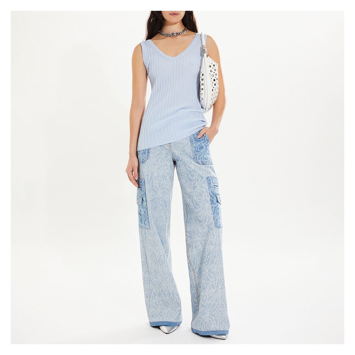 Baby Blue V-Neck Vest Top main product photo