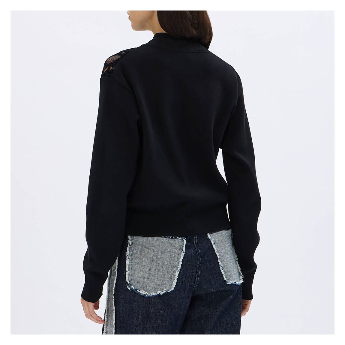 Black Embelished Logo Button Cardigan main product photo
