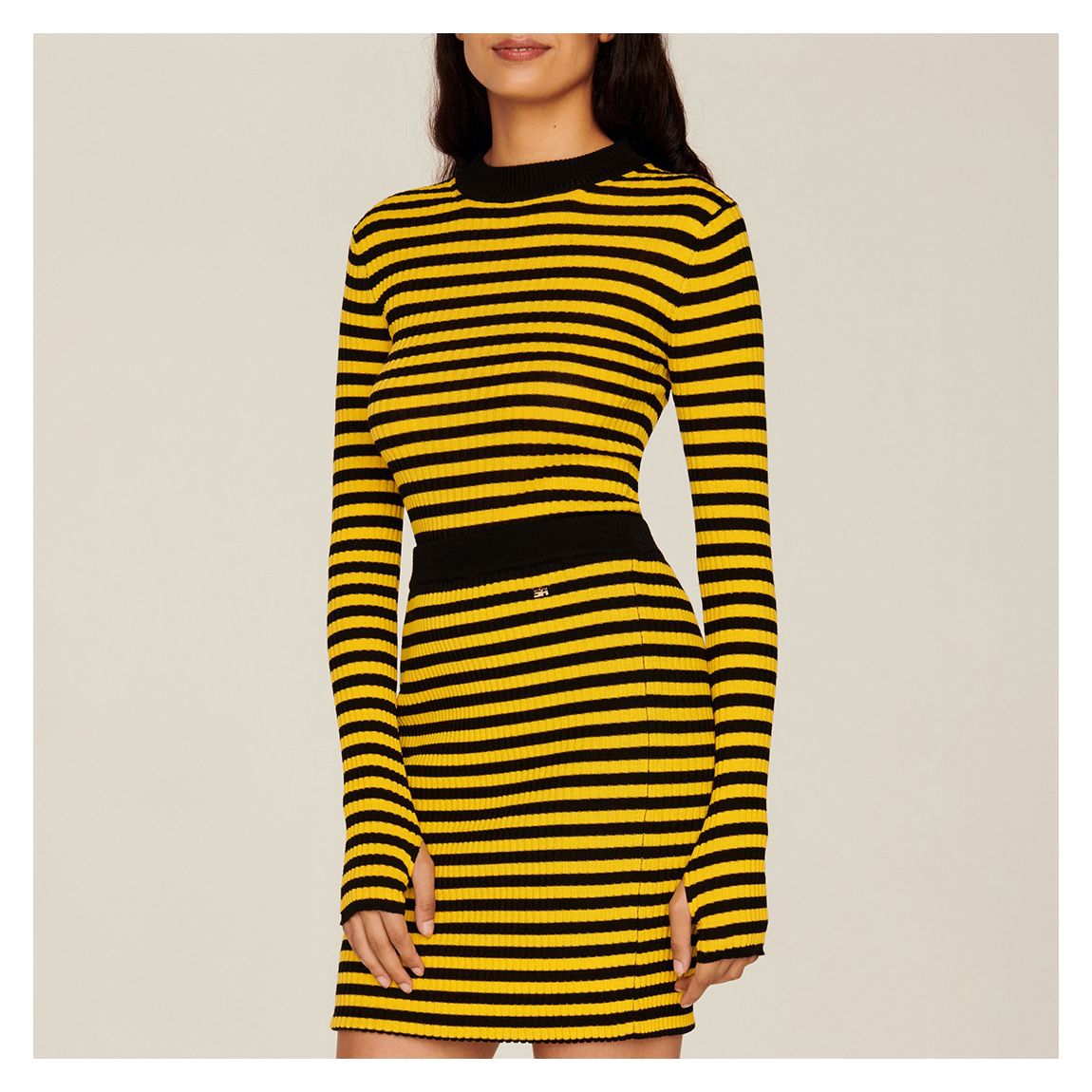 Black/Yellow Striped Mini Skirt main product photo