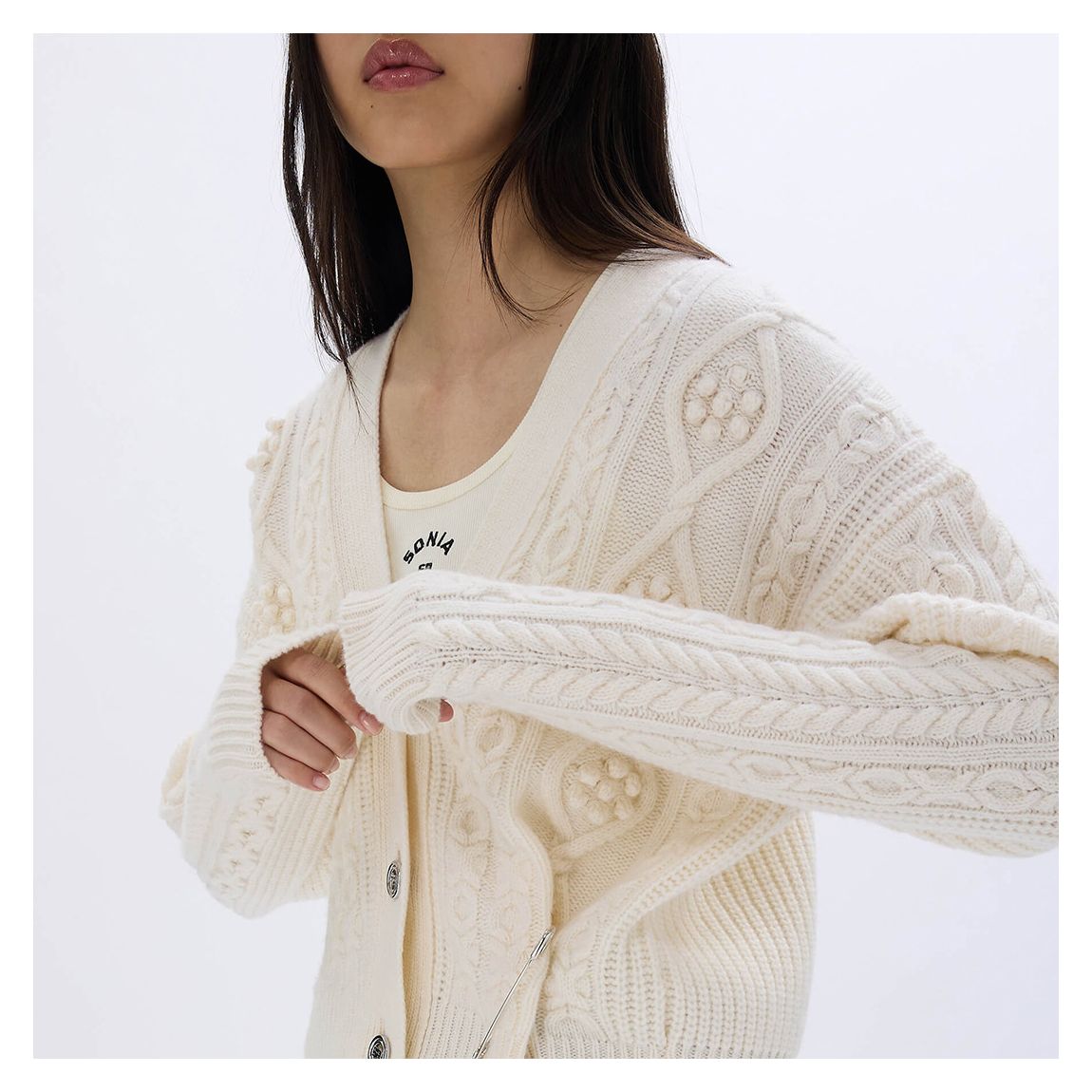 Cream Buttoned Cardigan main product photo