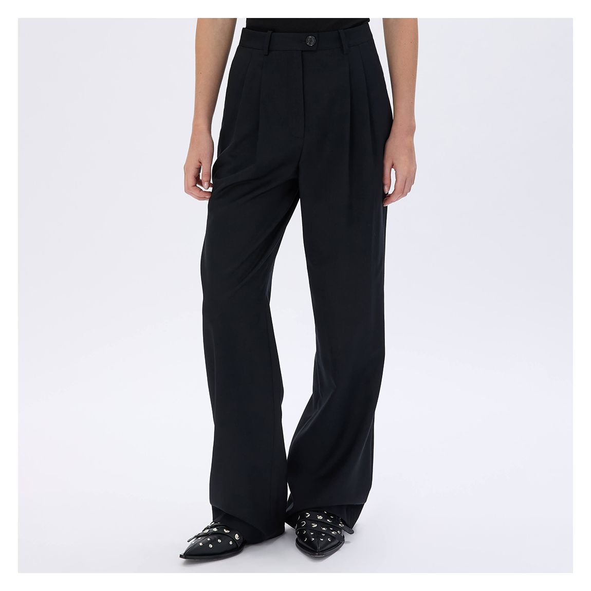 Black Pleated Wide Leg Trousers main product photo