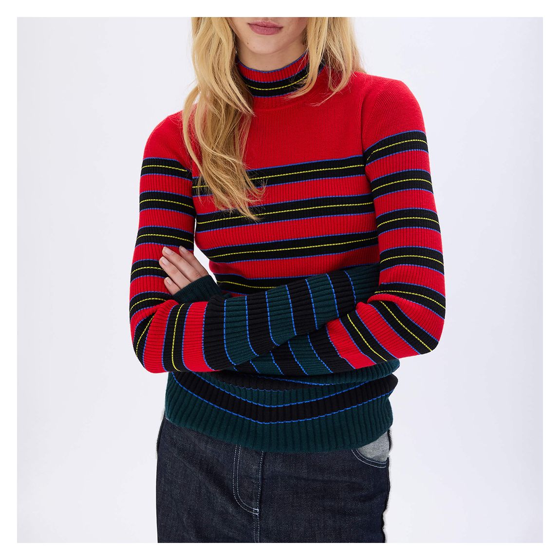 Blue/Red Striped Turtleneck Jumper main product photo