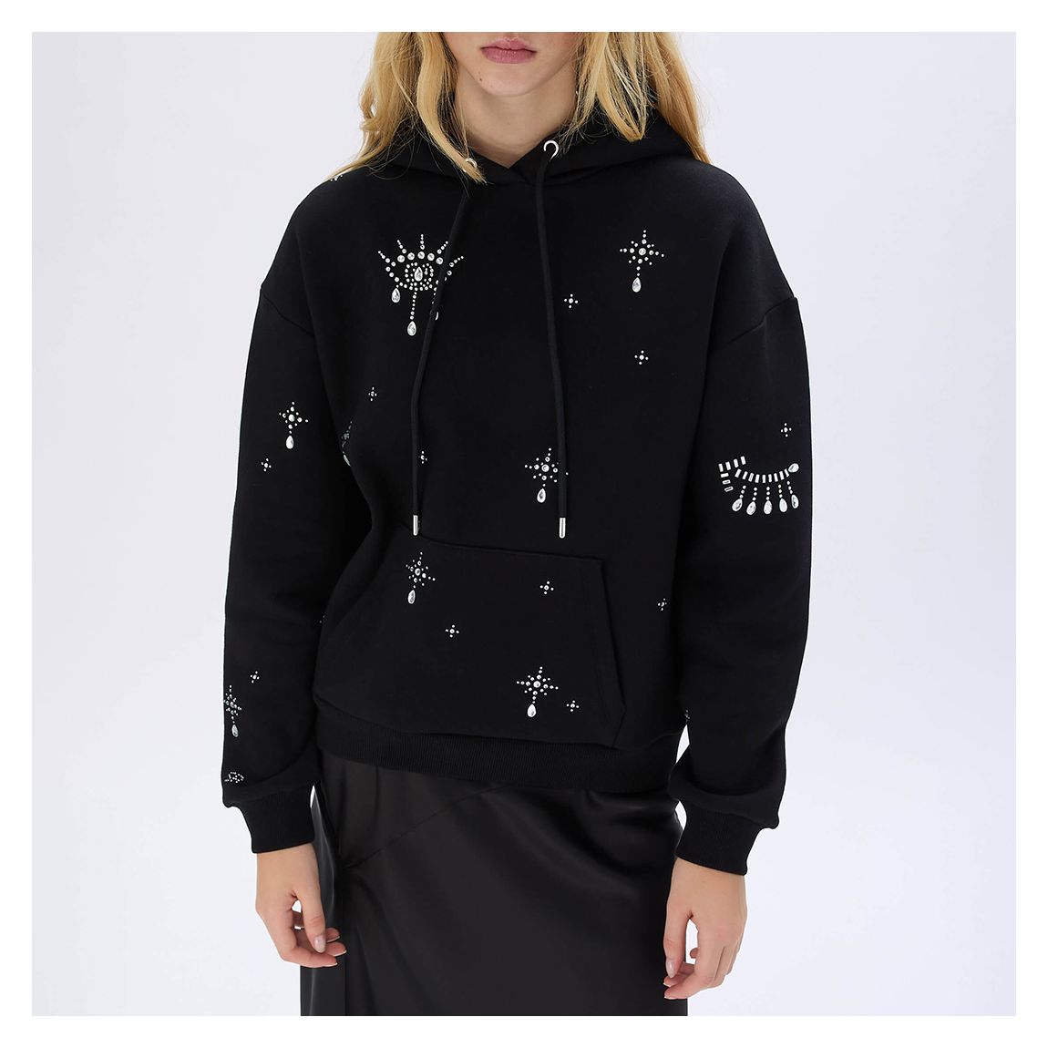 Black Gem Embelished Hoodie main product photo