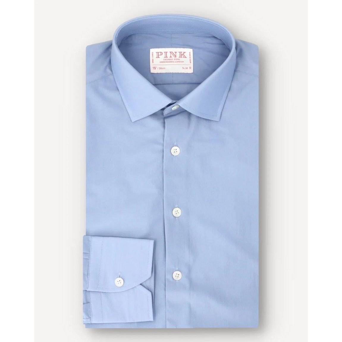Thomas Pink Blue Slim Fit Formal Shirt with Mother of Pearl Buttons main product photo