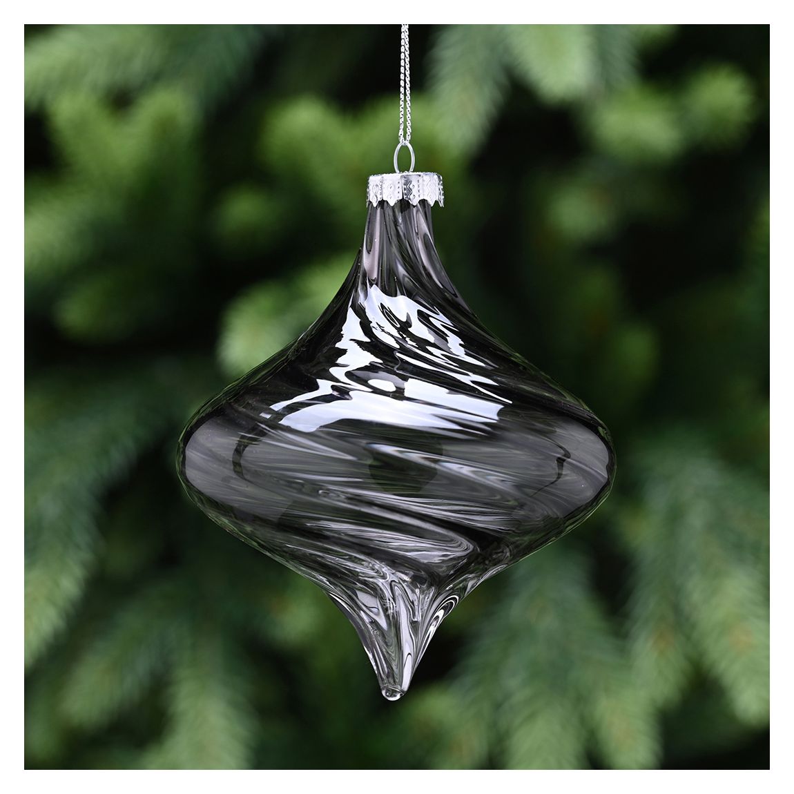 Set 4 Smoked Glass Bauble, Grey main product photo