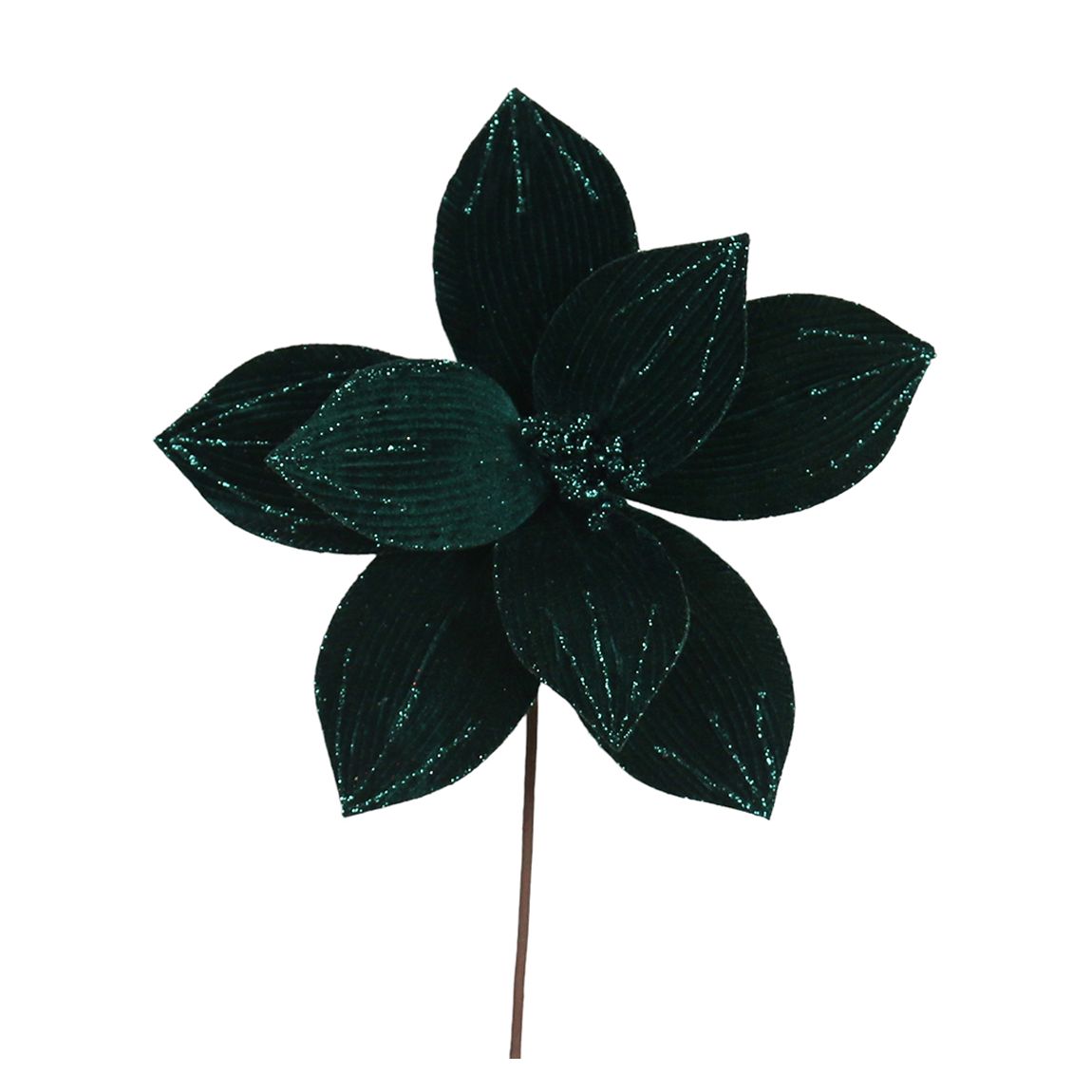 Set 6 Dark Green Poinsettia Stem, 31cm main product photo